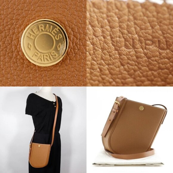 HERMES Perspective Cavalier 21 Shoulder Bag gold Brown Togo unisex - Picture 1 of 13